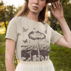 Goblincore Clothing Mushroom Shirt, Plus Size Fairy Grunge Aesthetic Shirt