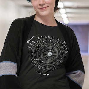 Mystical Witchy Goth Astrology Shirt, Edgy Plus Size Goth Clothes