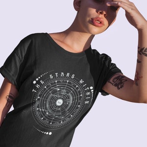 Celestial Zodiac Witchy Clothing Shirt, Edgy Plus Size Goth Mystical Clothes