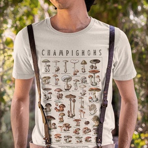 Indie Cottagecore Mushroom Shirt, Vintage Fairy Grunge Champignon Chart Oversized Tshirt