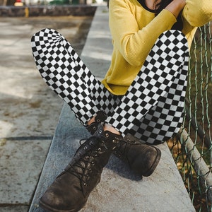 Leggings gothiques alt grunge à carreaux, vêtements esthétiques audacieux pour filles E taille plus