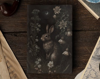 Dark Cottagecore Rabbit Moon Aesthetic Hardcover Notebook