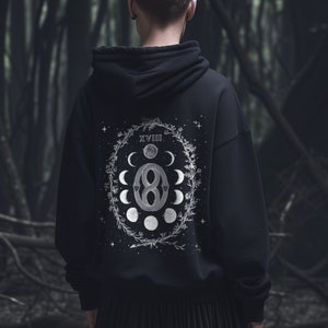 The Moon Tarot Card Witchy Goth Occult Hoodie