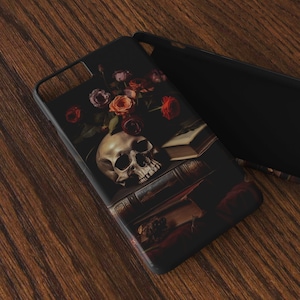 Goth Dark Academia Skull Books Aesthetic Phone Case