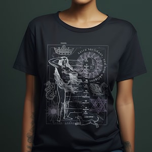 Vintage Astrologie Esoterik okkulte Shirt, ausgefallene übergroße Astronomie ästhetische Kleidung