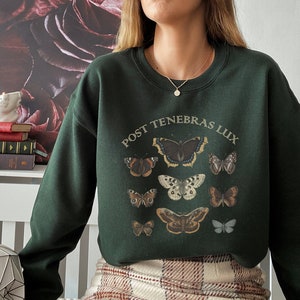 Dark Academia Clothing Moth Sweatshirt, Light Academia Indie Aesthetic Sweater image 1