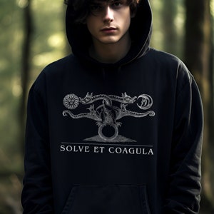 Solve Et Coagula Occult Esoteric Hoodie, Plus Size Witch Aesthetic Clothing, Edgy Alternative Goth Clothes