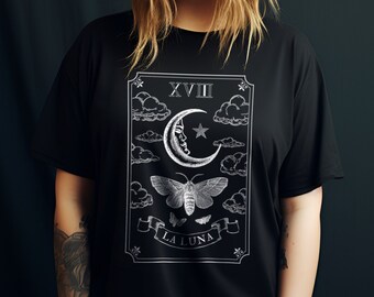 Moon Tarot Card Witchy Occult Shirt, Alternative Plus Size Wiccan Aesthetic Clothing