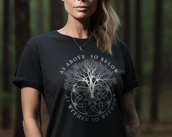 As Above So Below Goth Occult Shirt, Edgy Alchemy Plus Size Alternative Clothing