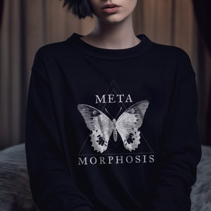 Goth Butterfly Witchy Sweatshirt, Edgy Plus Sized Occult Clothing