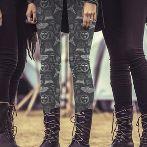 Symbole okultystyczne, legginsy Witchy Goth Alchemy