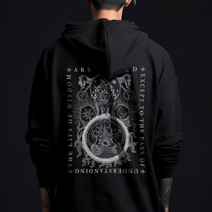 Ouroboros Alchemy Occult Goth Zip Up Hoodie, Edgy Esoteric Pagan Witch Clothing