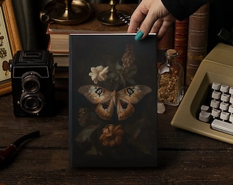 Dark Academia Moth Botanical Aesthetic Hardcover Notebook