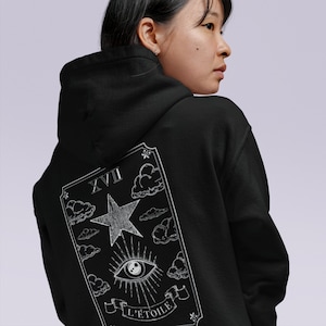 The Star Tarot Card Witchy Hoodie, Edgy Plus Size Goth Aesthetic Sweatshirt