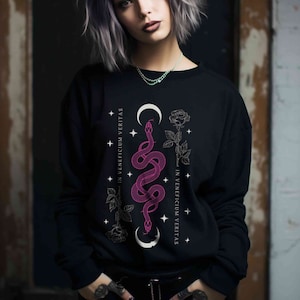 Mystical Goth Edgy Snake Rose Witchy Sweatshirt