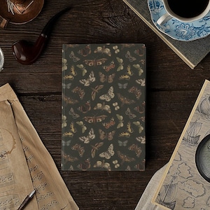 Vintage Moths Dark academia Aesthetic Notebook, Fairy Grunge Hardcover Journal