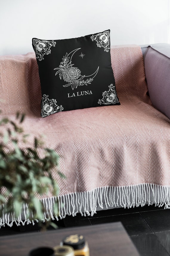 Witchy Decor Gift Moon Throw Pillow, Celestial Aesthetic Goth Home