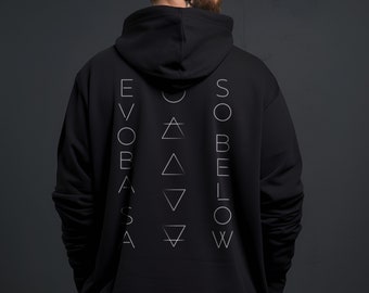 As Above So Below Goth Hoodie, Edgy Plus Size Witch Occult Clothes