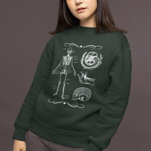 Dark Academia Skeleton Biology Sweatshirt, Vintage Goth Aesthetic Clothing image 3