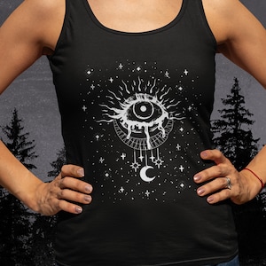 Goth Evil Eye Witchy Mystical Tank Top, Edgy Celestial Aesthetic Clothes
