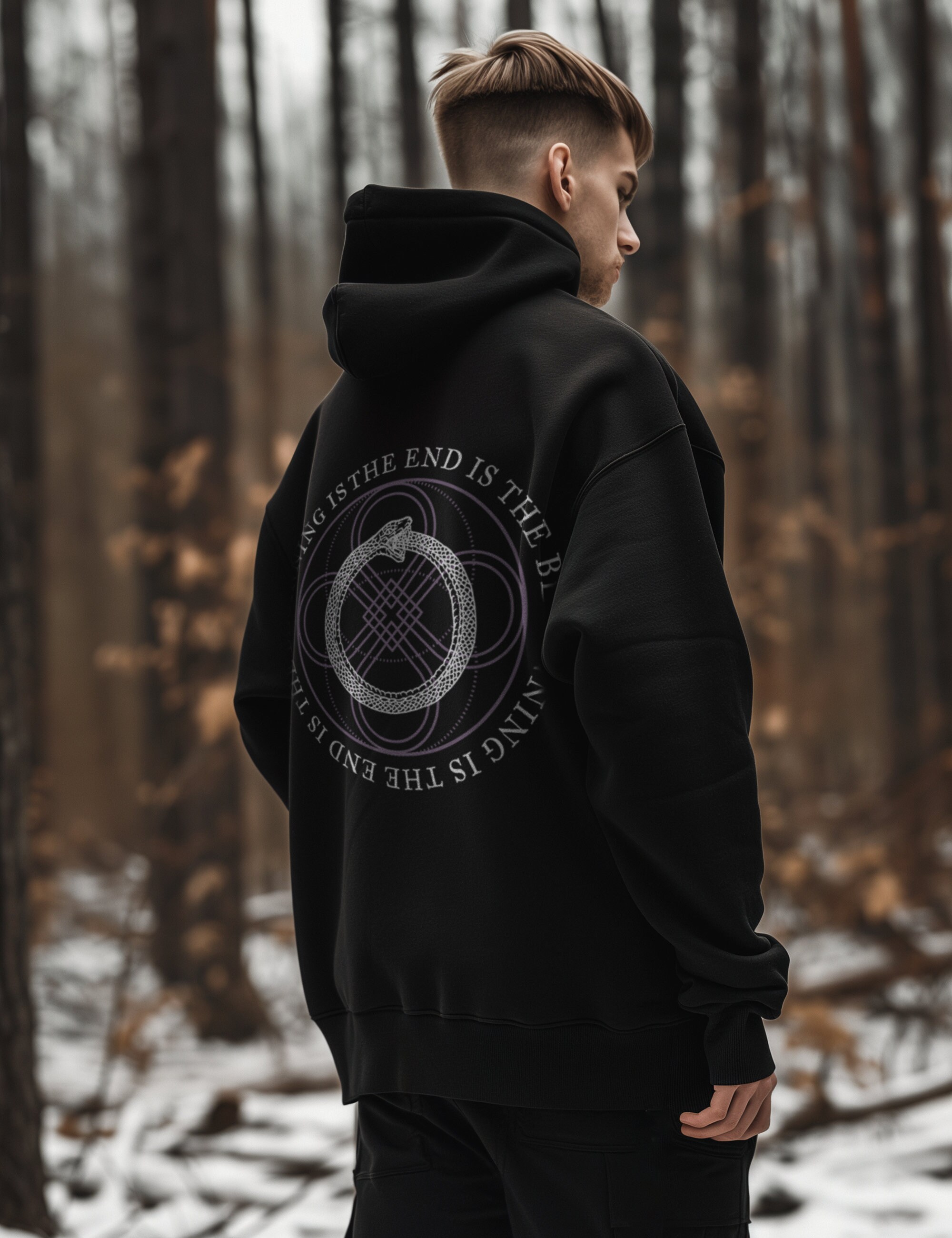 Ouroboros Sacred Geometry Occult Hoodie, Oversized Esoteric
