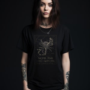 Dark Academia Scorpio Astrology Shirt, Bookish Plus Size Alternative Aesthetic Clothing