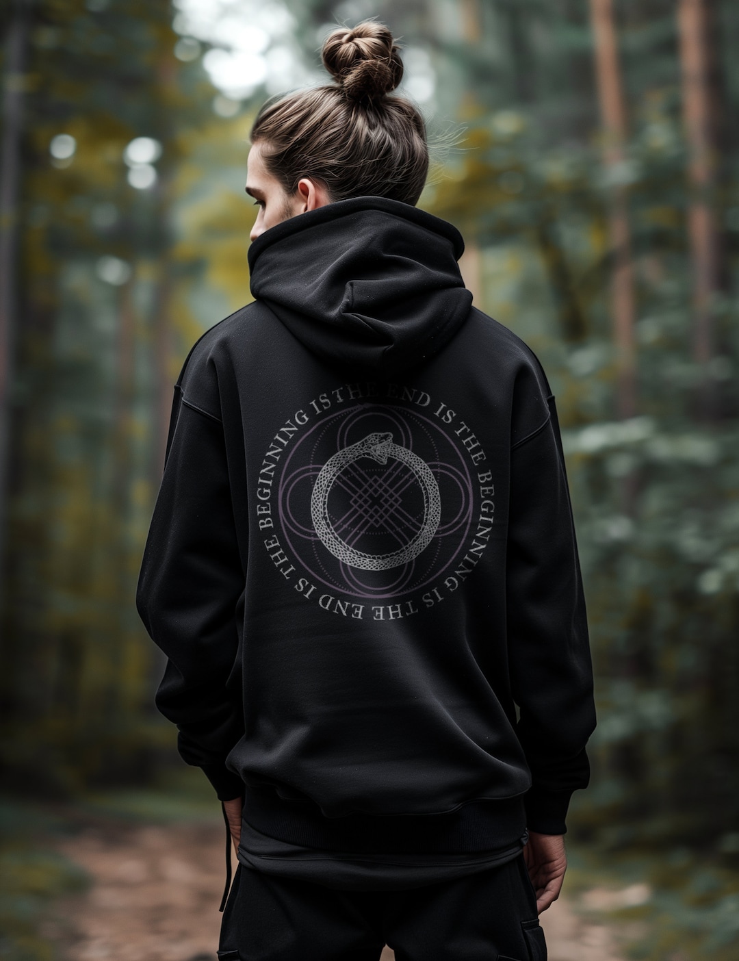 Ouroboros Sacred Geometry Occult Hoodie, Oversized Esoteric