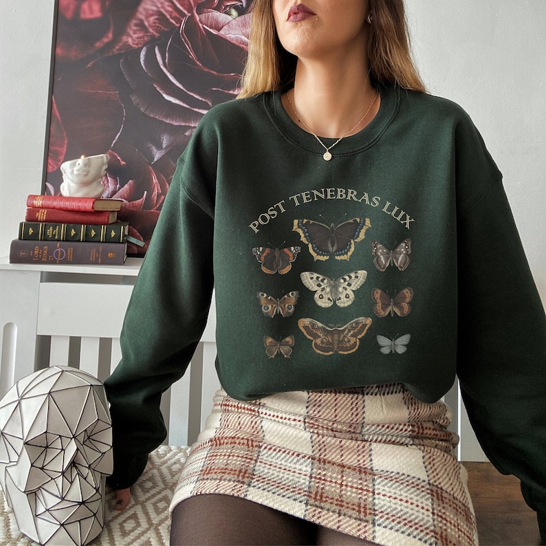 Dark Academia Clothing Moth Sweatshirt, Light Academia Indie Aesthetic Sweater image 1