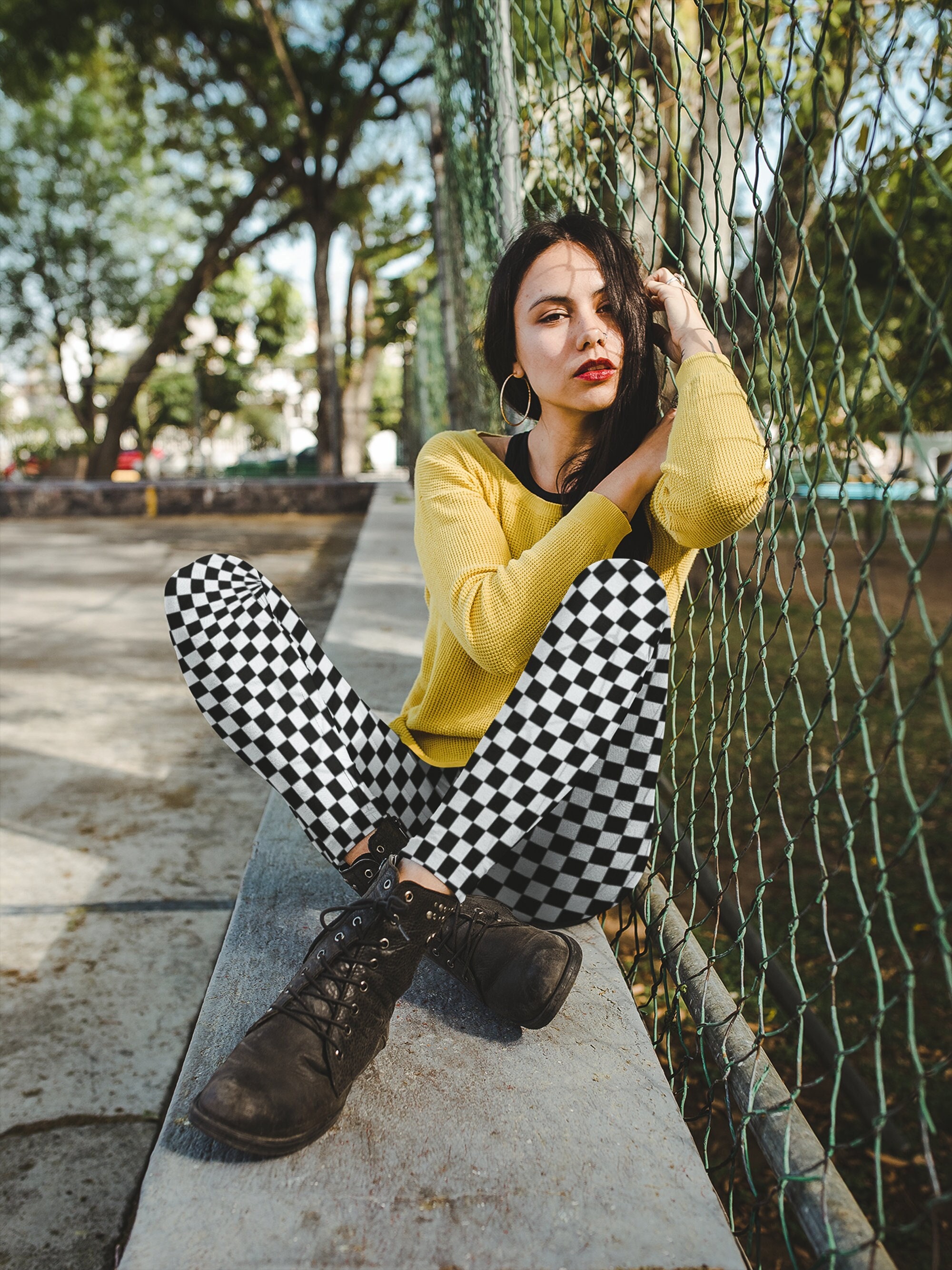 Checkered Alt Grunge Goth Clothing Leggings Edgy Plus Size E Etsy Australia