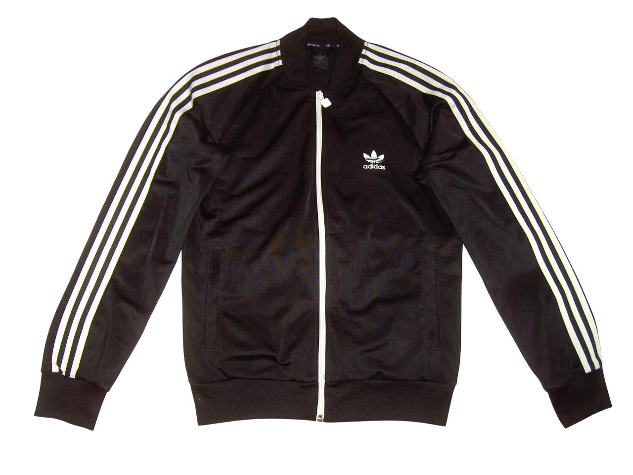 トップス archive adidas track jacket black white ADIDAS Track Jacket Black White Full Zip 3 Stripe Logo Large