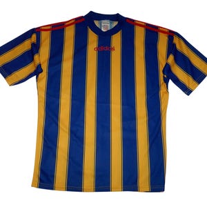 vintage adidas trefoil blue football soccer T-shirt L