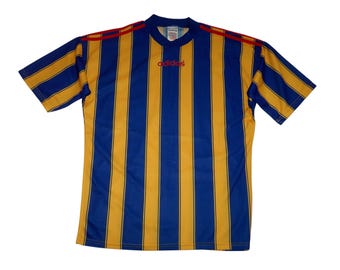 vintage adidas trefoil blue football soccer T-shirt L
