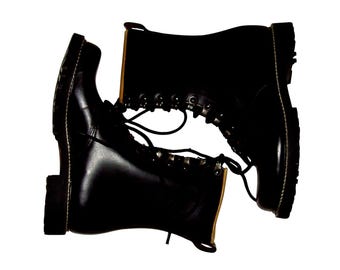 Vintage WRC Real Leather Combat Motorcycle Punk Boots Size 7