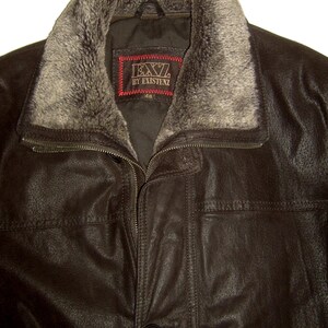Y2K EXZ veste parka en cuir véritable aviator flight coat 48 eu p2p 23" 59 cm