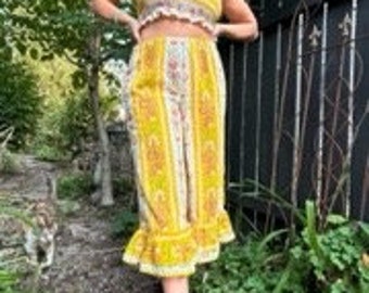 Vintage Upcycled Tube Top/Capri Pant Set