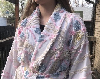 Vintage Upcycled Chenille Bathrobe