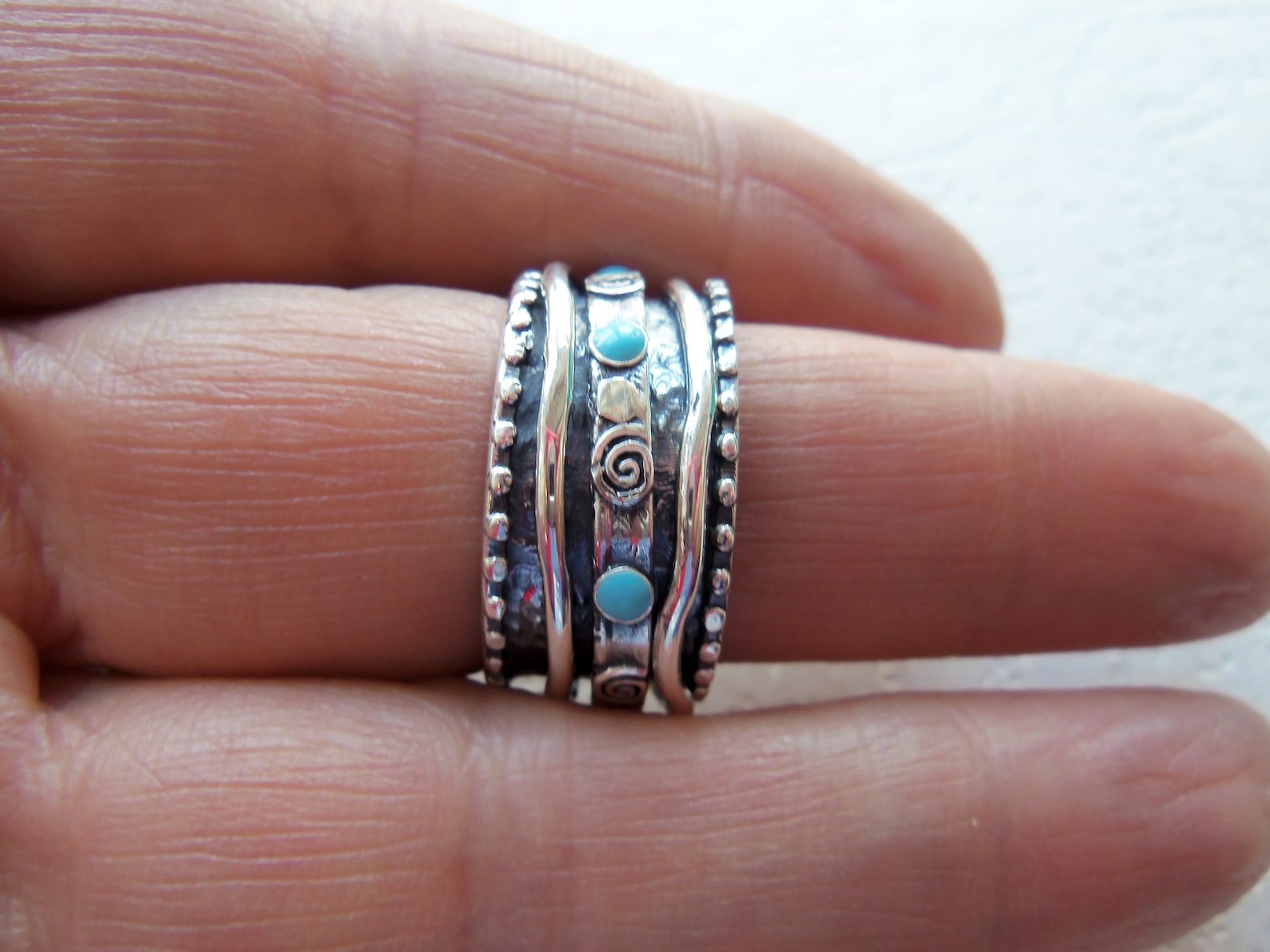 UNIQUE SPINNER RING for women sterling silver 925 turquoise Etsy