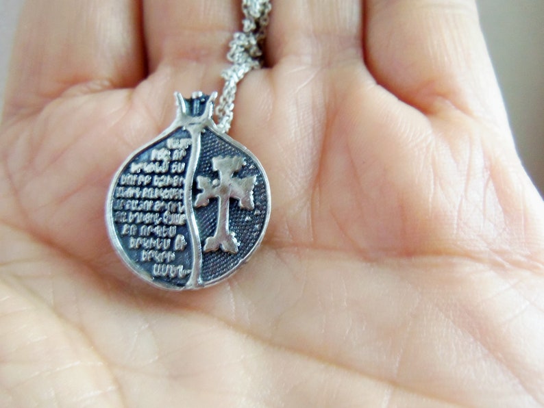 ARMENIAN PRAYER PENDANT Lord/'s prayer necklace armenian words armenian pomegranate necklace armenian jewelry armenian gifts armenian letters