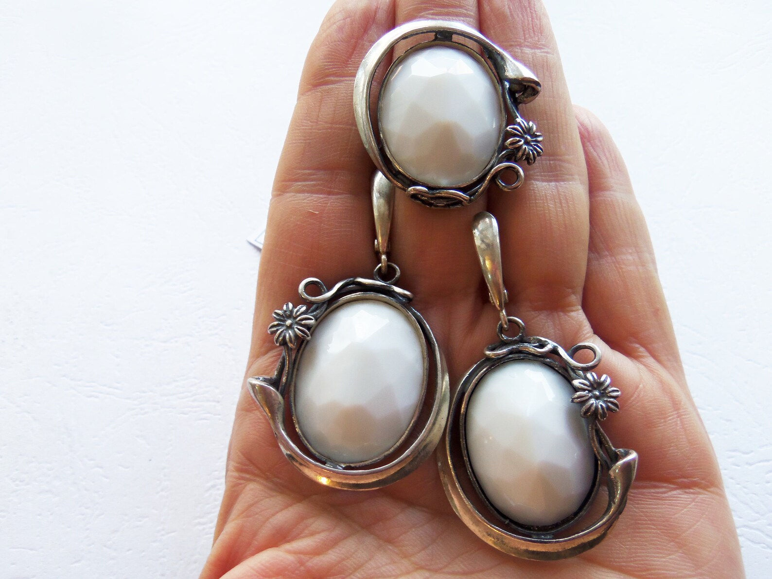 WHITE STONE JEWELRY big white stone earrings armenian jewelry Etsy