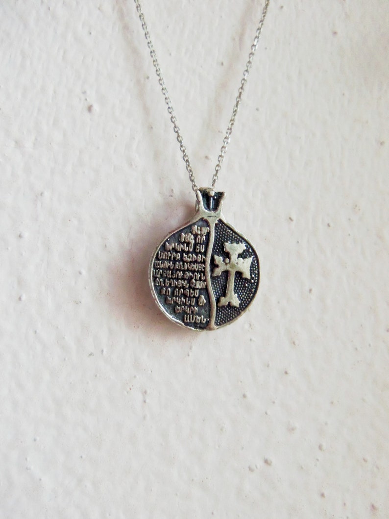 ARMENIAN PRAYER PENDANT Lord/'s prayer necklace armenian words armenian pomegranate necklace armenian jewelry armenian gifts armenian letters