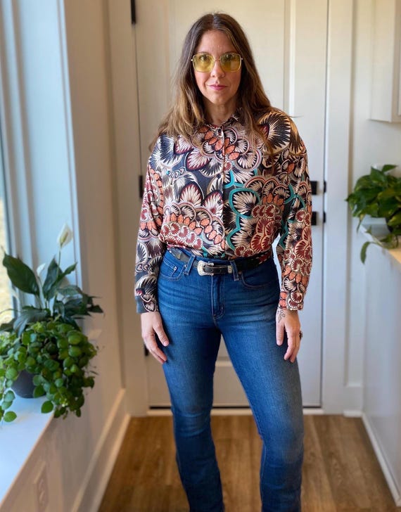 Psychedelic polyester blouse - image 1