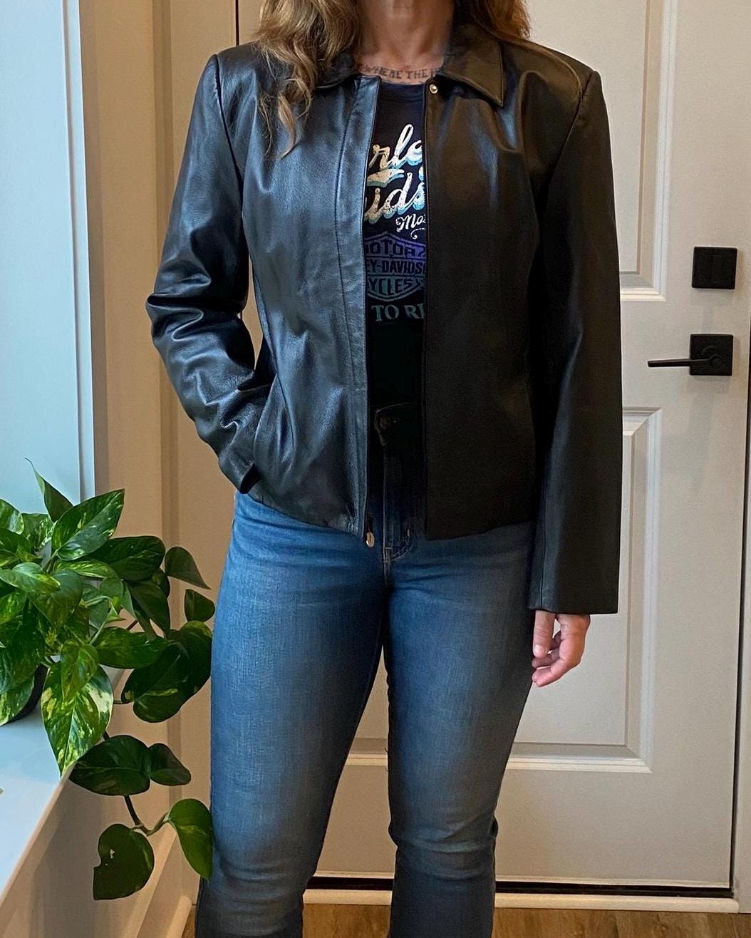 Y2k Leather Jacket - Etsy