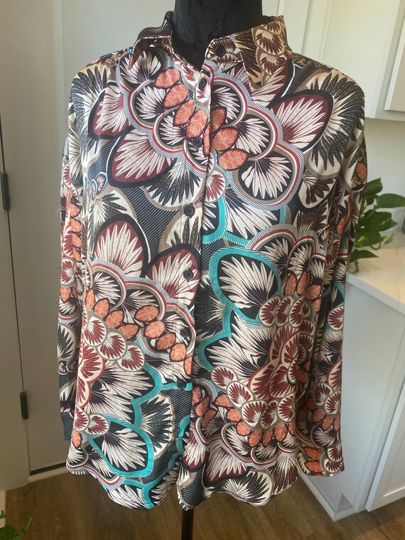 Psychedelic polyester blouse - image 3