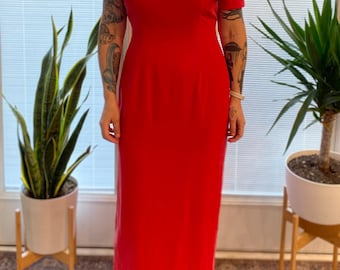 Vintage 100% silk red dress size 10