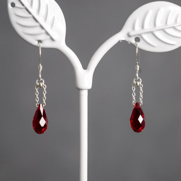 Boucles d'oreilles argent 925 et gouttes de cristal