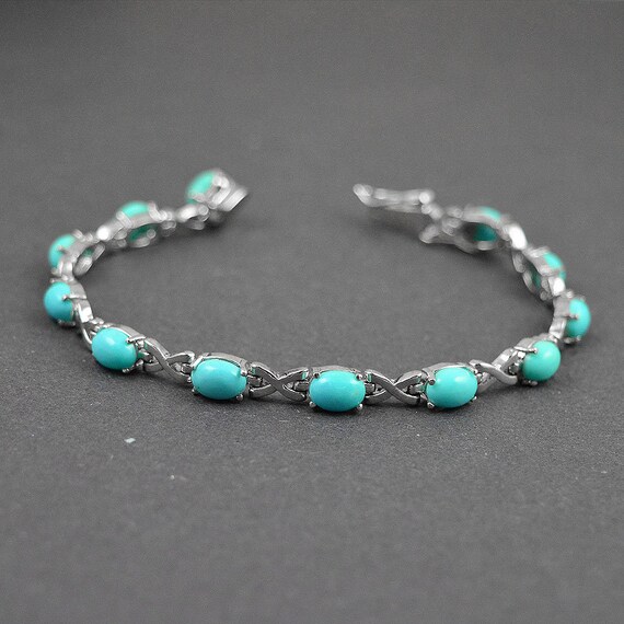 Genuine Turquoise Bracelet 925 Sterling Silver Arizona Etsy