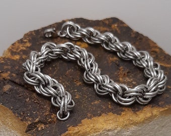 Chainmail Wrist Chain - Double Spiral Weave - Stainless Steel