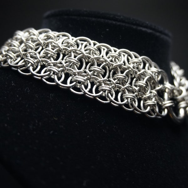 Chainmail Choker - Conundrum Sheet Weave - Stainless Steel