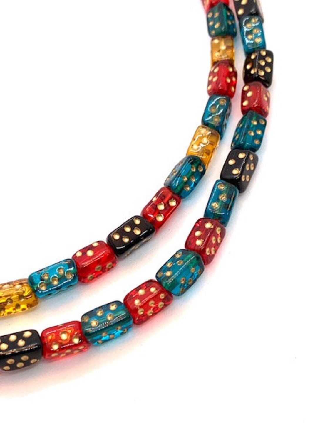 84 Dice Beads With Gold Dots Mixed Colors Dice Beads From Etsy