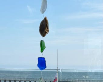 Campana de viento/Atrapasueños/Móvil de vidrio marino y conchas marinas